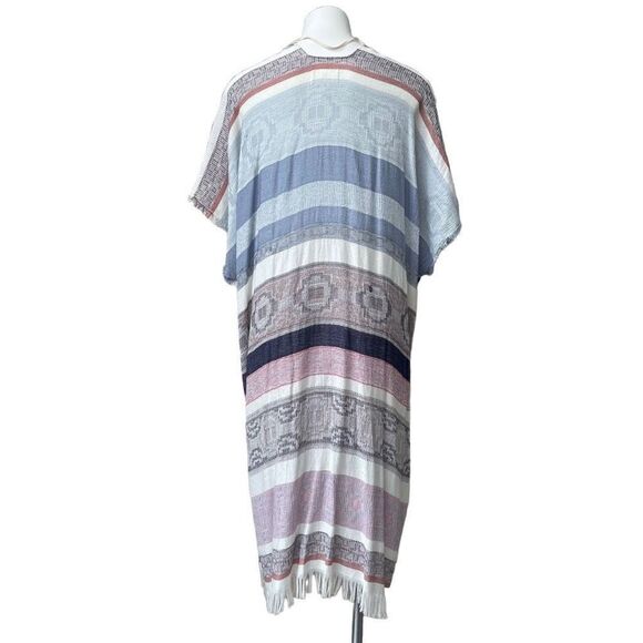 Caslon Womens Kimono Cardigan Open Front Tasseled Short Sleeve Boho One Size - Picture 3 of 16